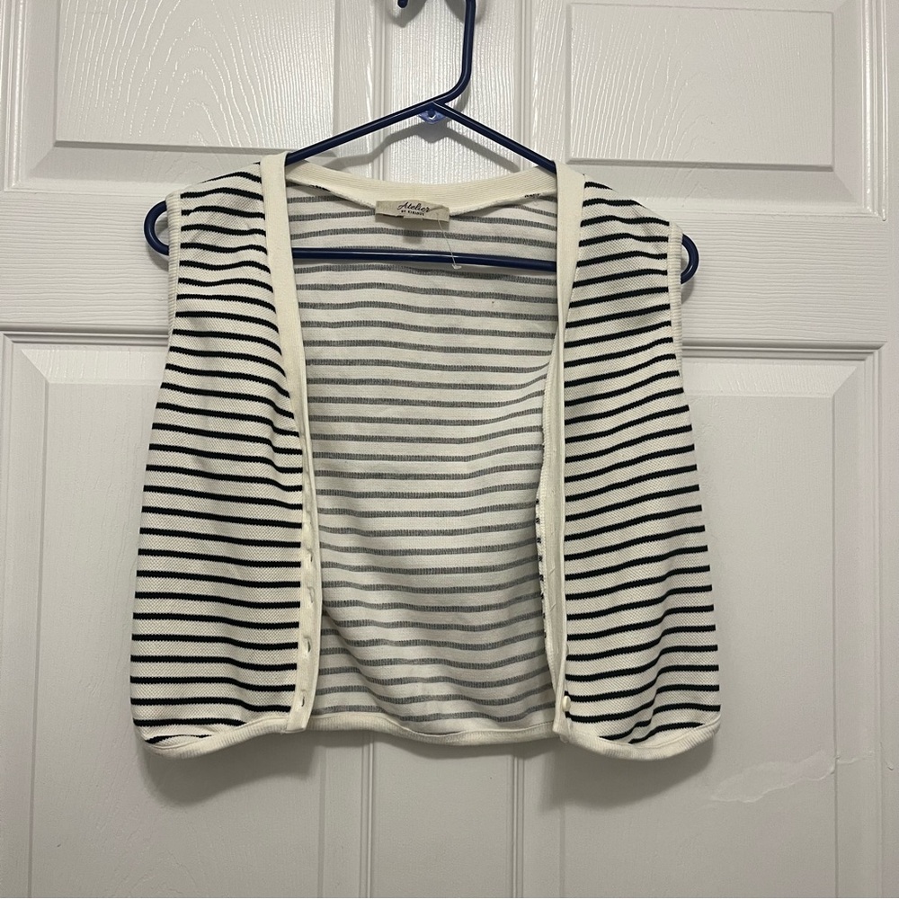 Elegant Striped Black and White Women's vest with buttons